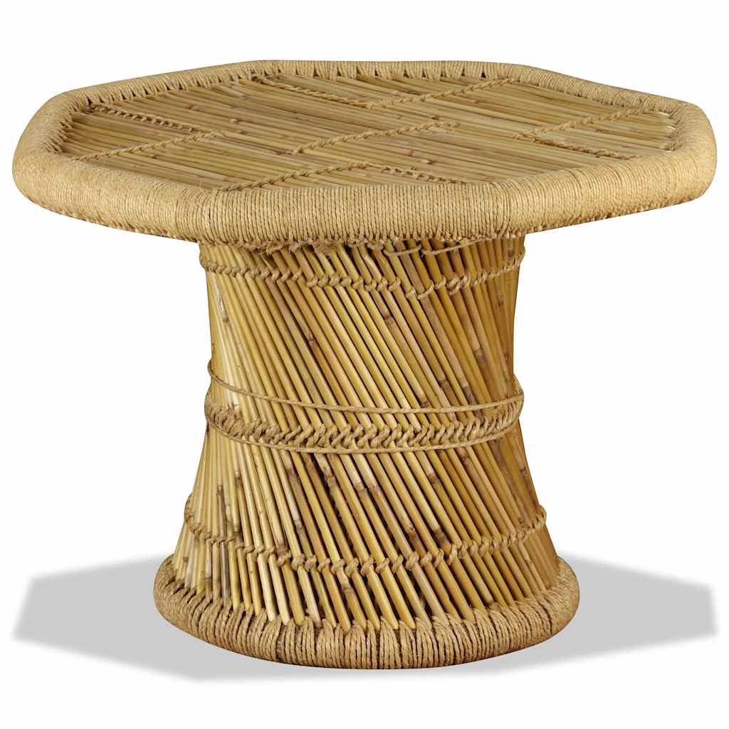 Denneb – Achthoekige salontafel van bamboe en jute