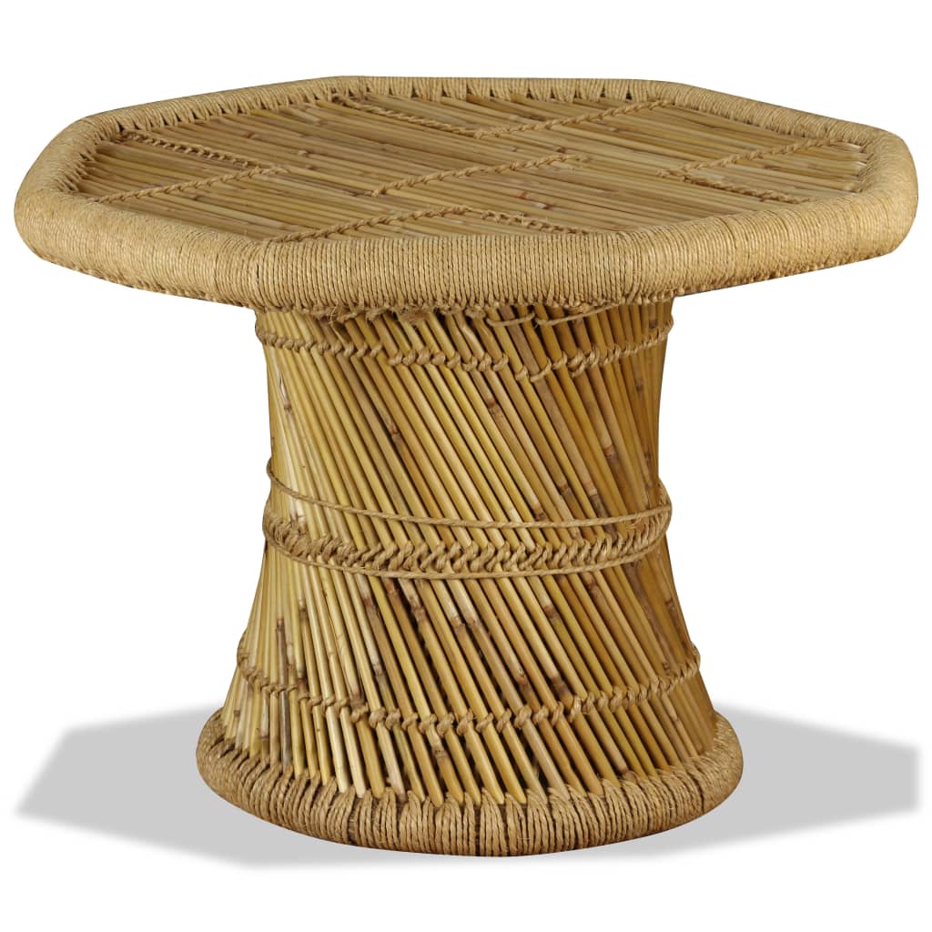Denneb – Achthoekige salontafel van bamboe en jute