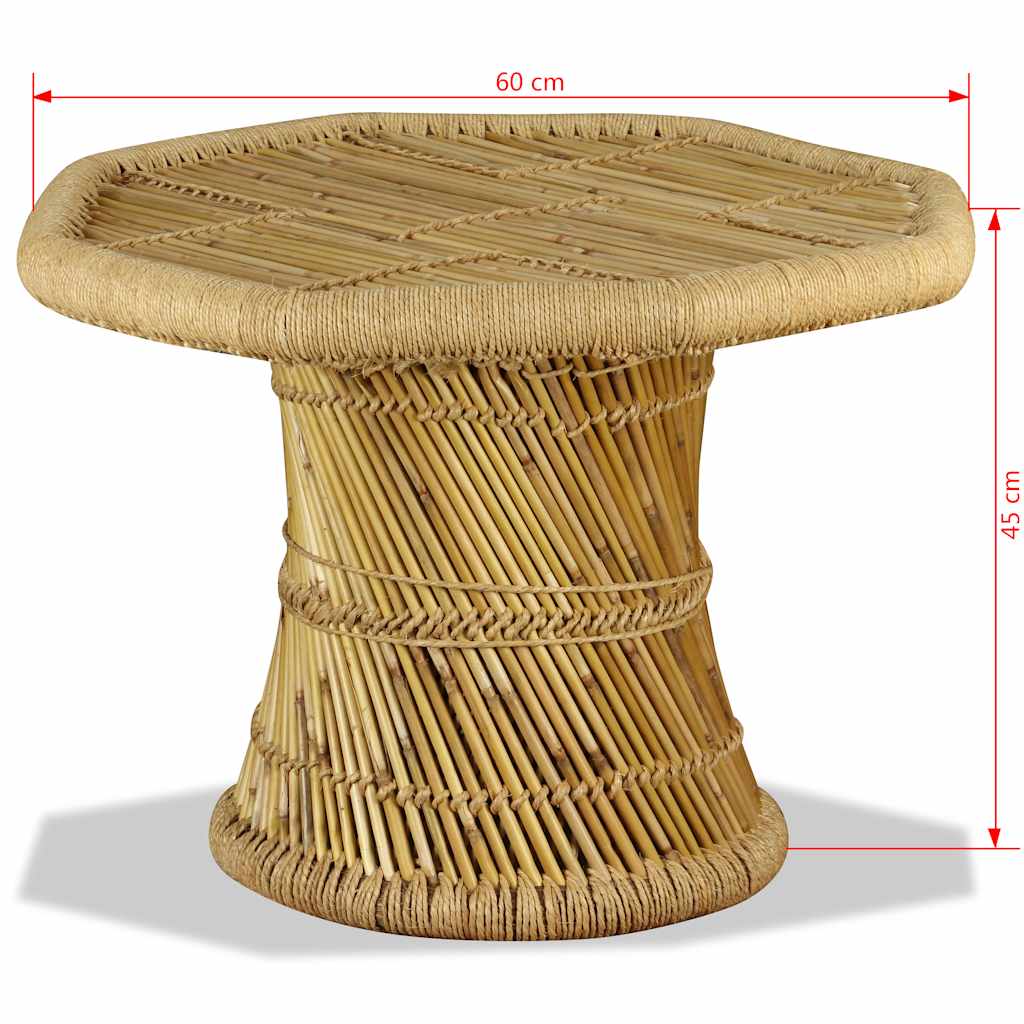 Denneb – Achthoekige salontafel van bamboe en jute