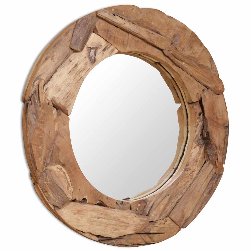 Alben – Ronde wandspiegel van teakhout en glas