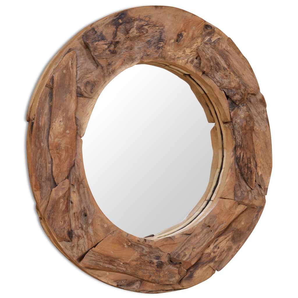 Alben – Ronde wandspiegel van teakhout en glas