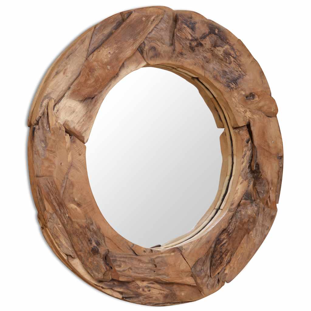 Alben – Ronde wandspiegel van teakhout en glas