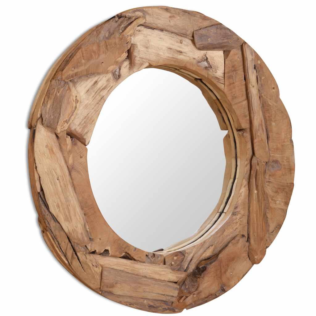 Alben – Ronde wandspiegel van teakhout en glas
