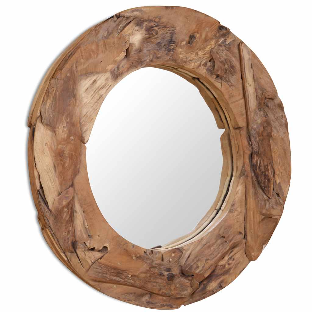 Alben – Ronde wandspiegel van teakhout en glas