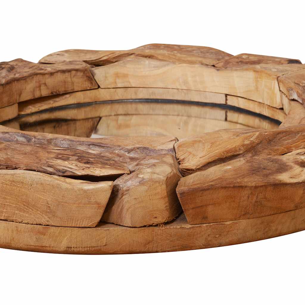 Alben – Ronde wandspiegel van teakhout en glas