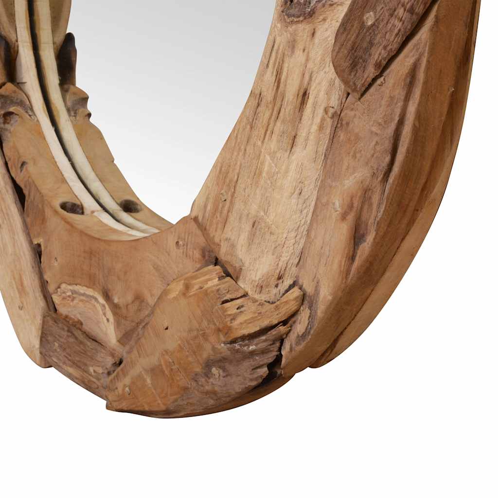 Alben – Ronde wandspiegel van teakhout en glas