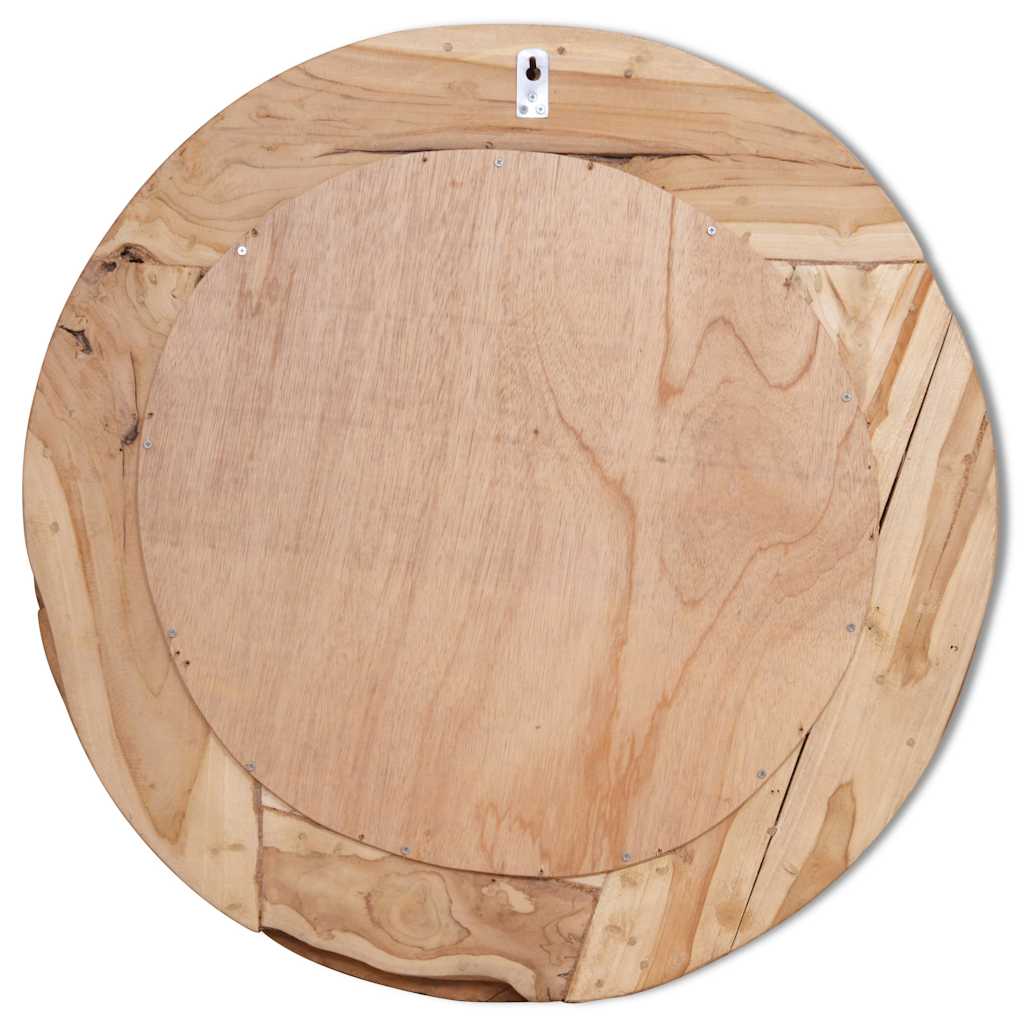 Alben – Ronde wandspiegel van teakhout en glas