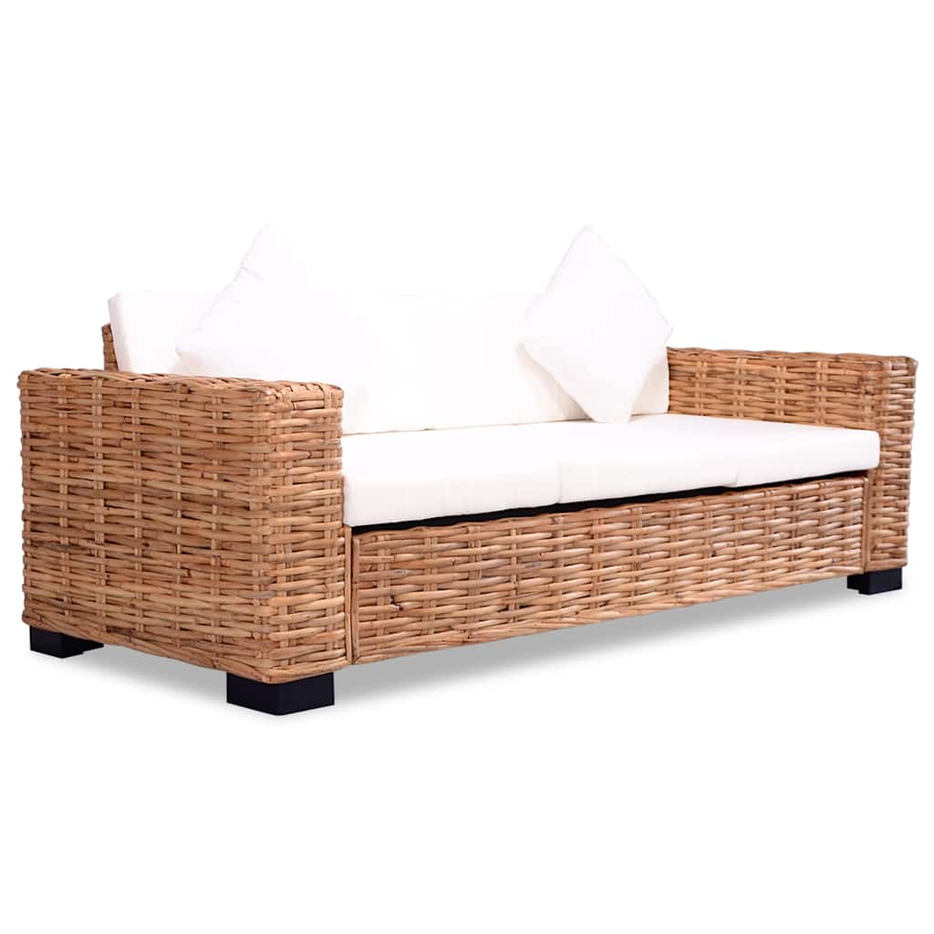 Fjaera – Driezitsbank van rattan en mangohout