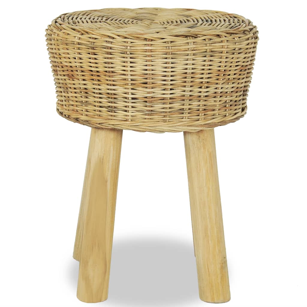 Flekke – Barkruk van rattan en massief teakhout