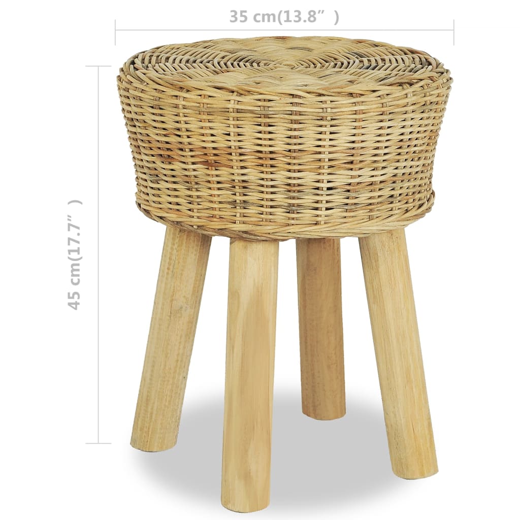 Flekke – Barkruk van rattan en massief teakhout