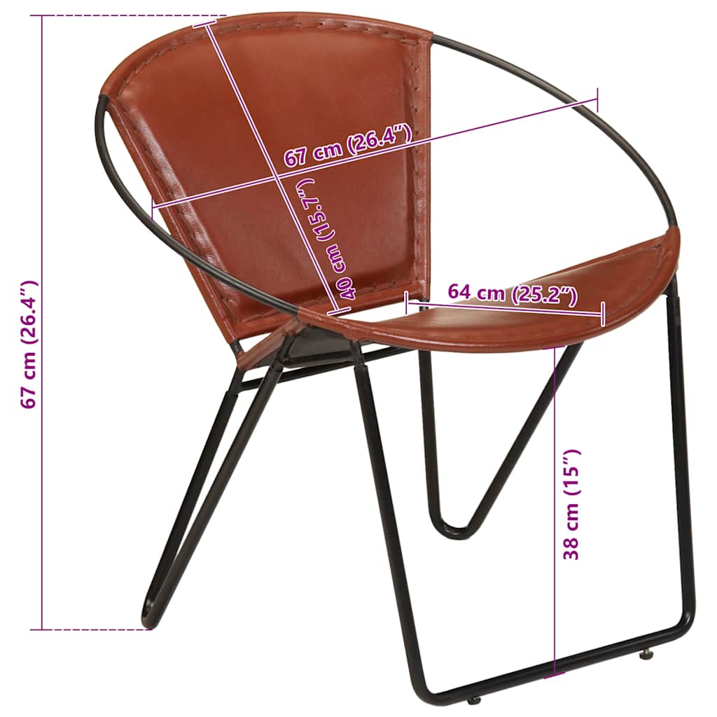 Cabra – Fauteuil van echt leer en staal