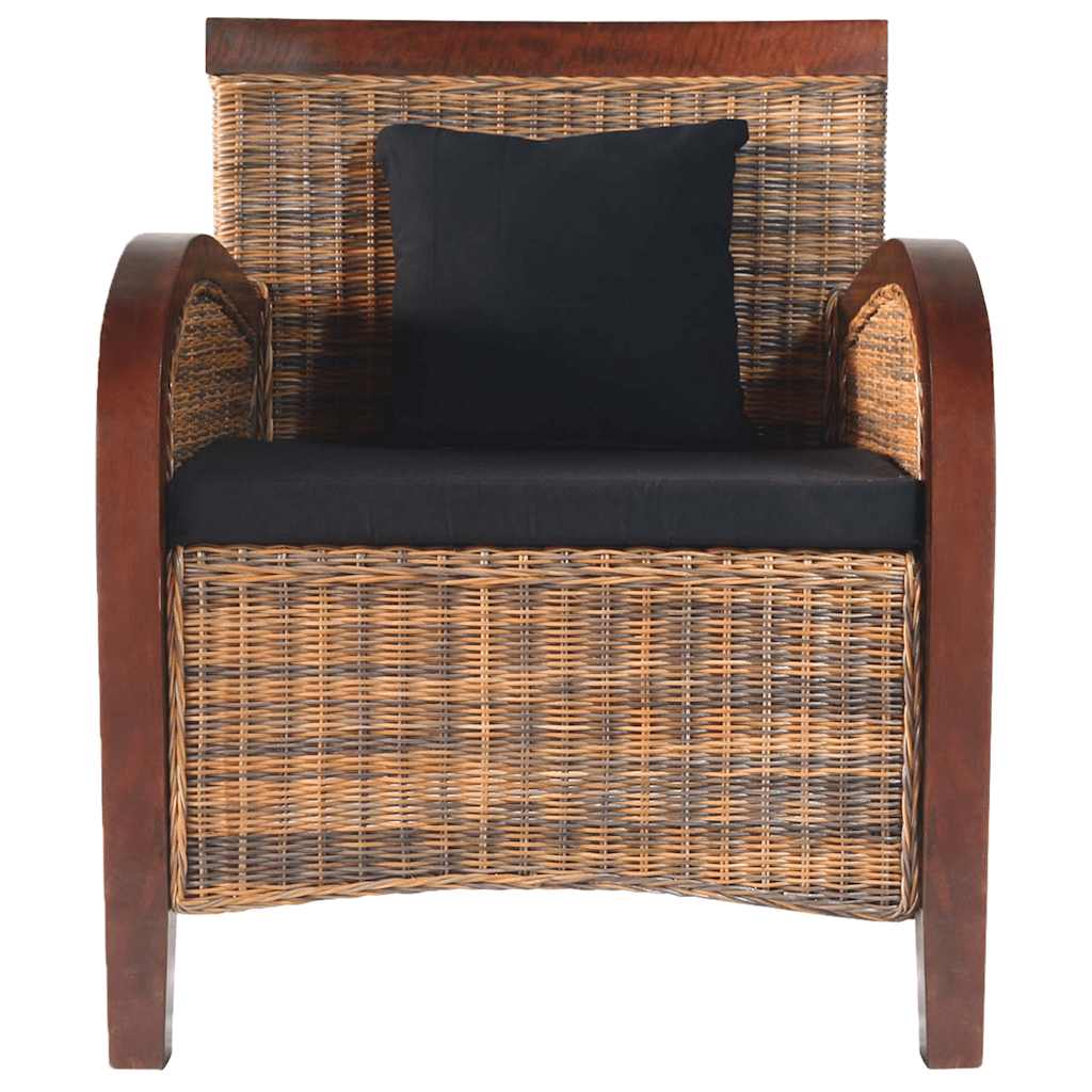 Ercolano – Handgeweven fauteuil van rattan en massief mangohout