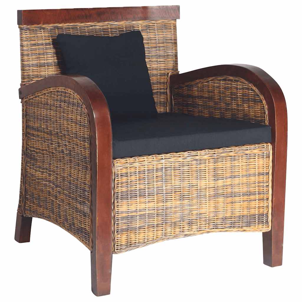 Ercolano – Handgeweven fauteuil van rattan en massief mangohout