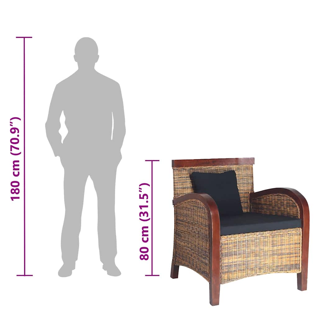 Ercolano – Handgeweven fauteuil van rattan en massief mangohout