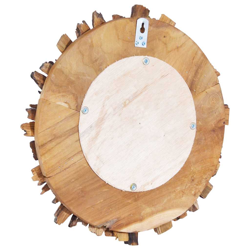 Floro – Ronde wandspiegel van teakhout en glas