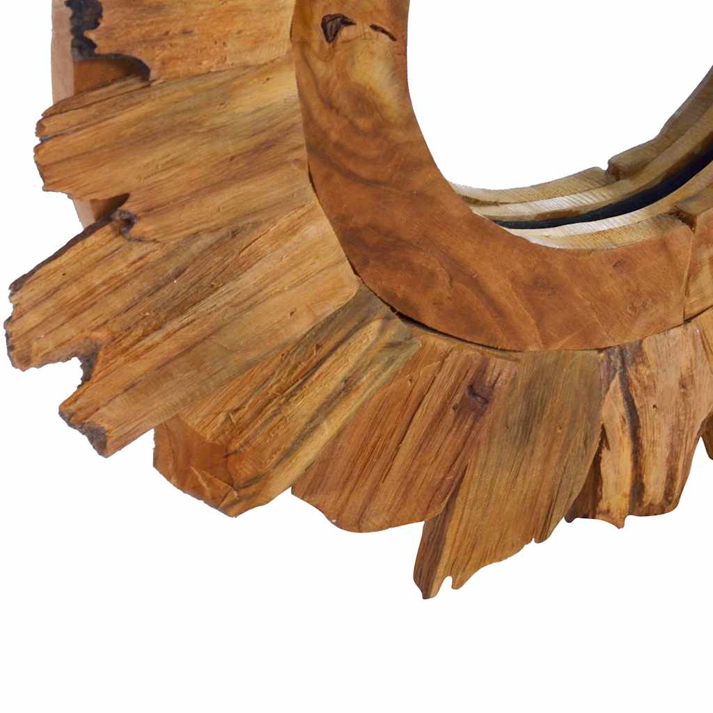 Floro – Ronde wandspiegel van teakhout en glas