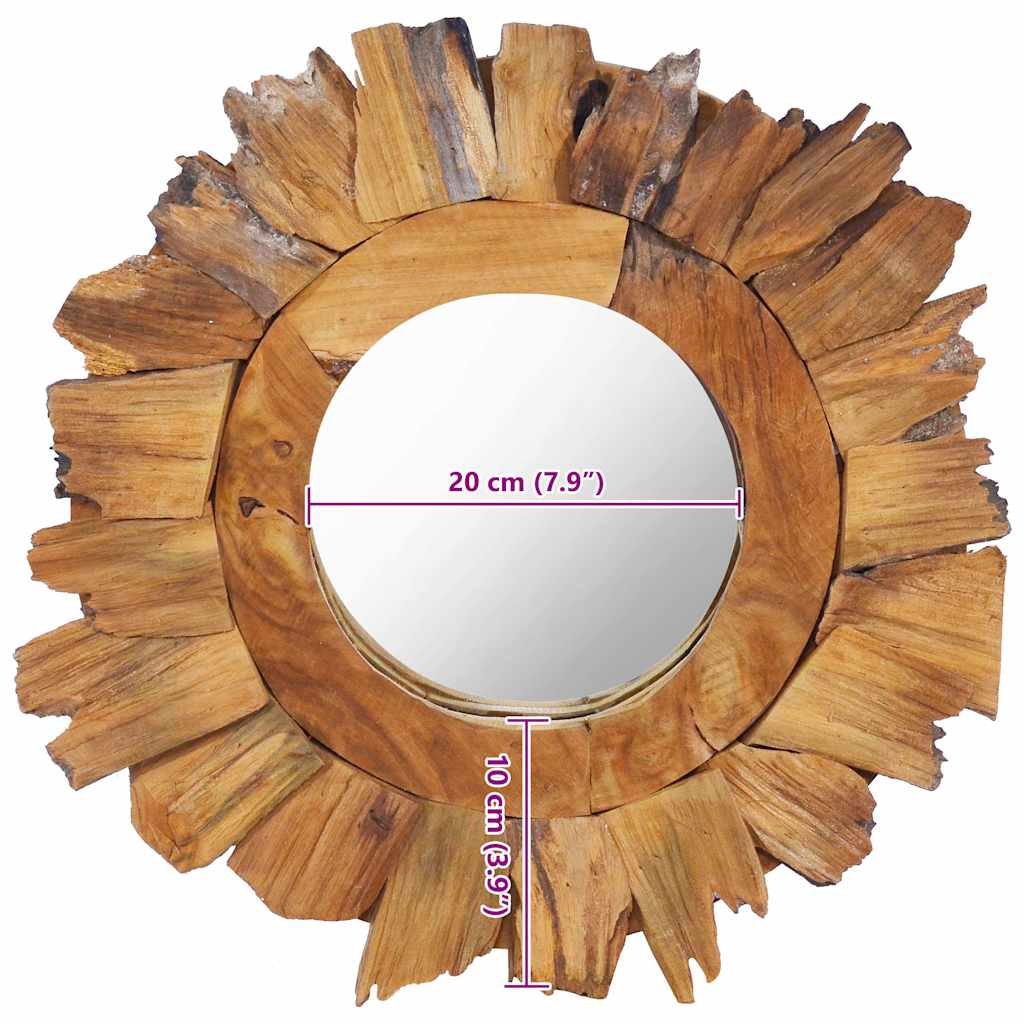 Floro – Ronde wandspiegel van teakhout en glas