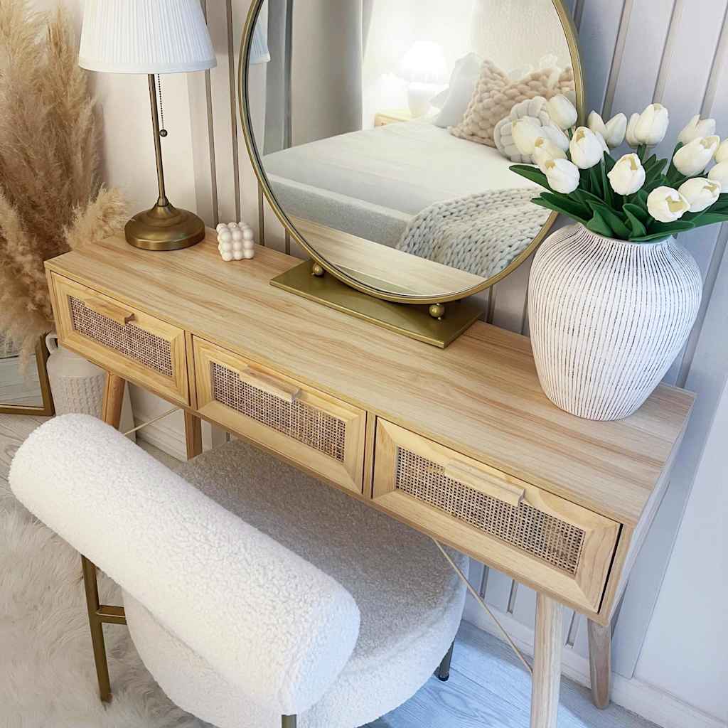 Cudillero – Wandtafel van massief grenenhout en rattan