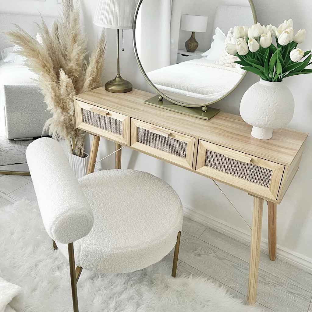 Cudillero – Wandtafel van massief grenenhout en rattan
