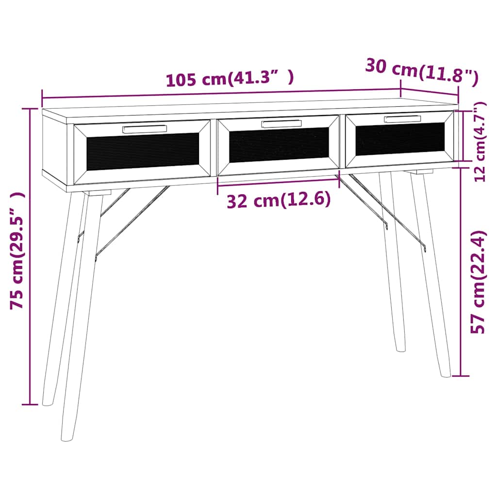 Cudillero – Wandtafel van massief grenenhout en rattan