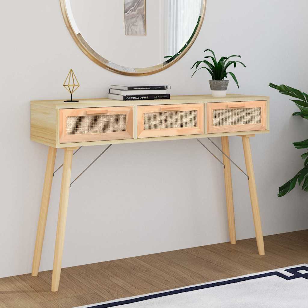 Cudillero – Wandtafel van massief grenenhout en rattan
