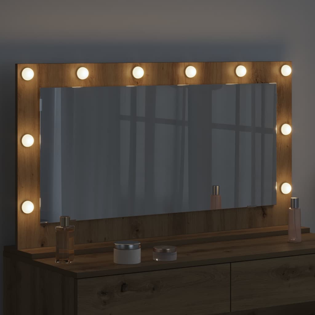 Damme – Rechthoekige make-upspiegel van glas en hout