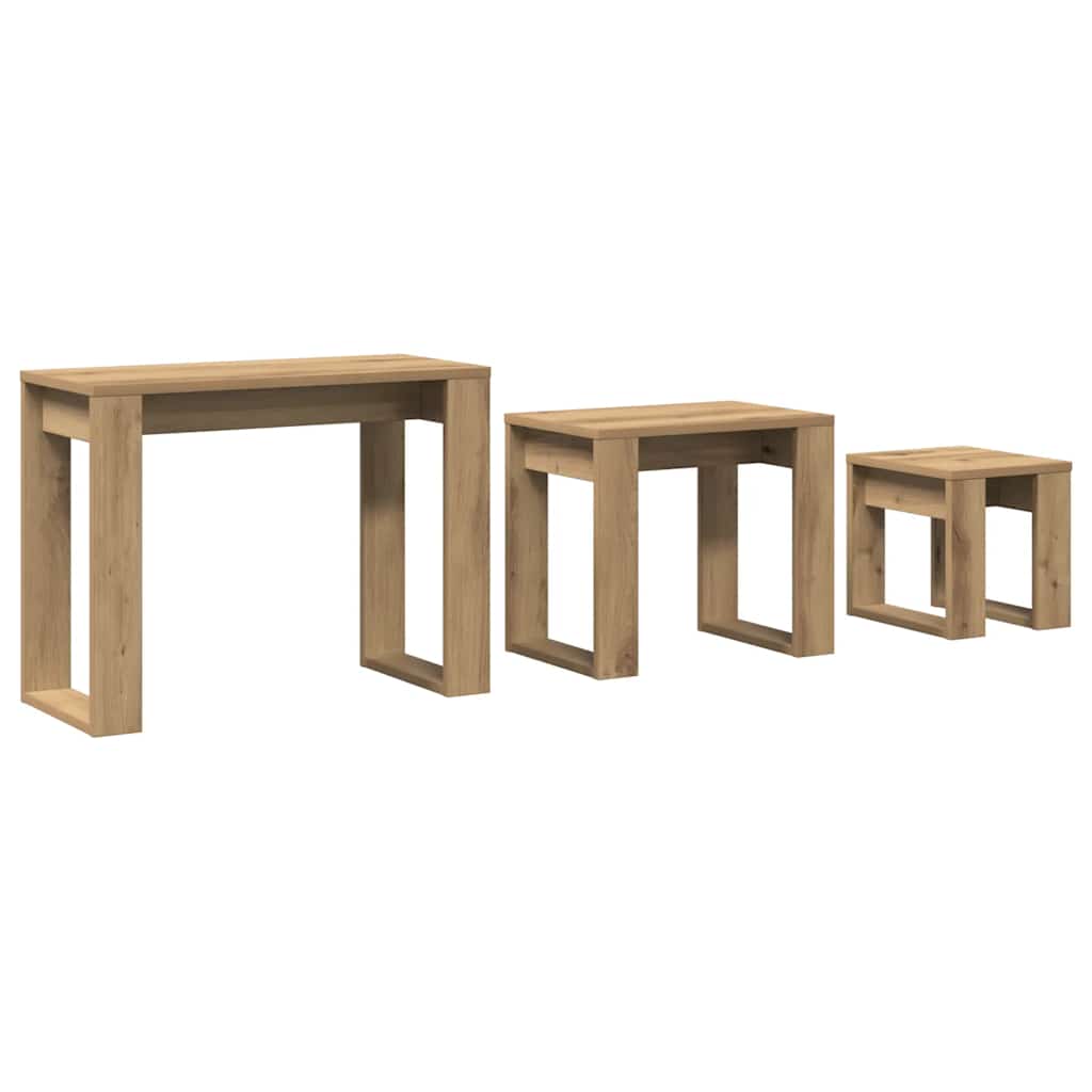 Beira – Bijzettafelset van bewerkt hout
