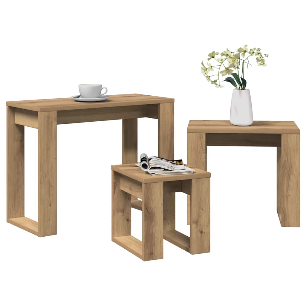 Beira – Bijzettafelset van bewerkt hout