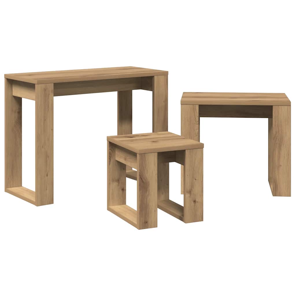Beira – Bijzettafelset van bewerkt hout