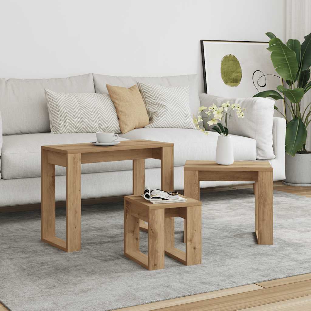 Beira – Bijzettafelset van bewerkt hout