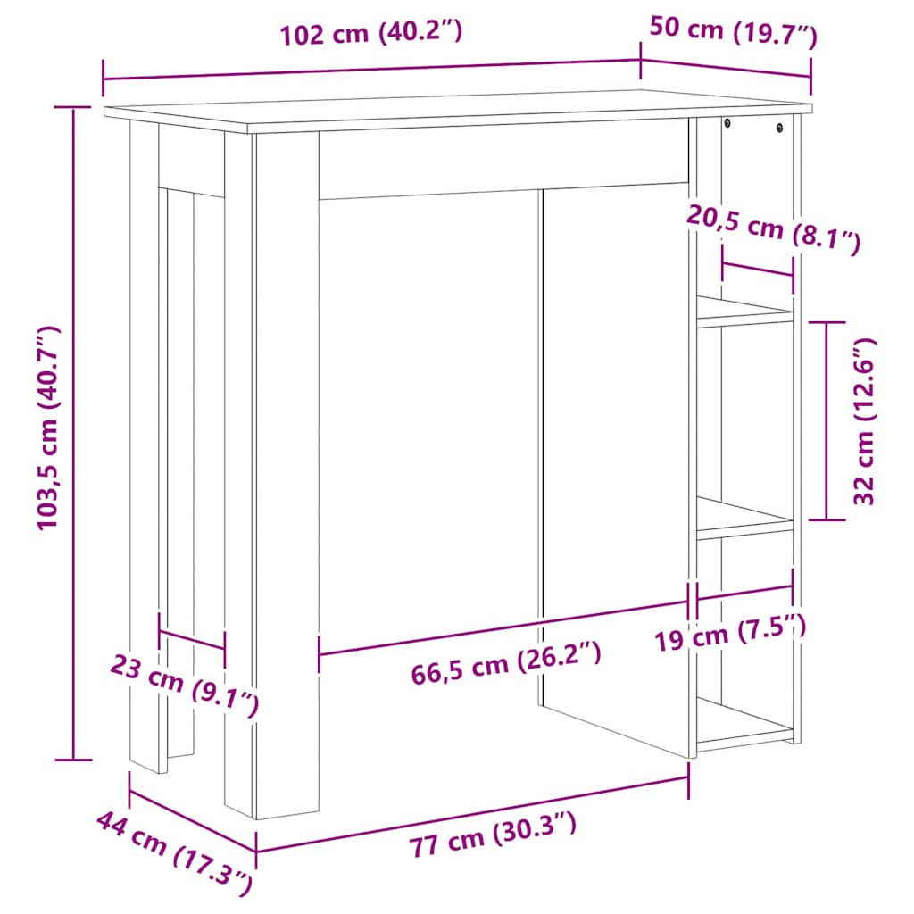 Nauta – Bartafel met schap van hout