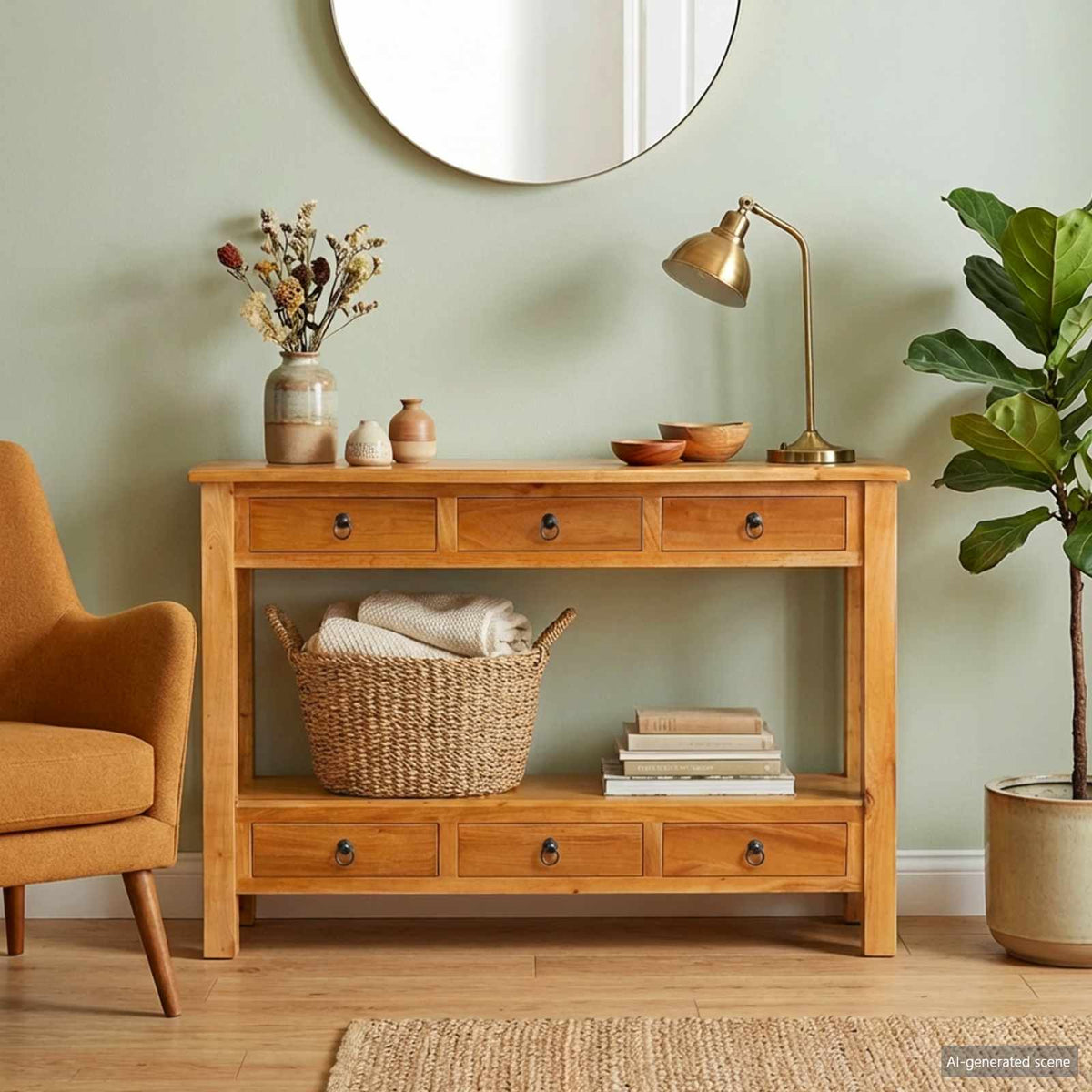 Zaans – Wandtafel met lade van massief mahoniehout