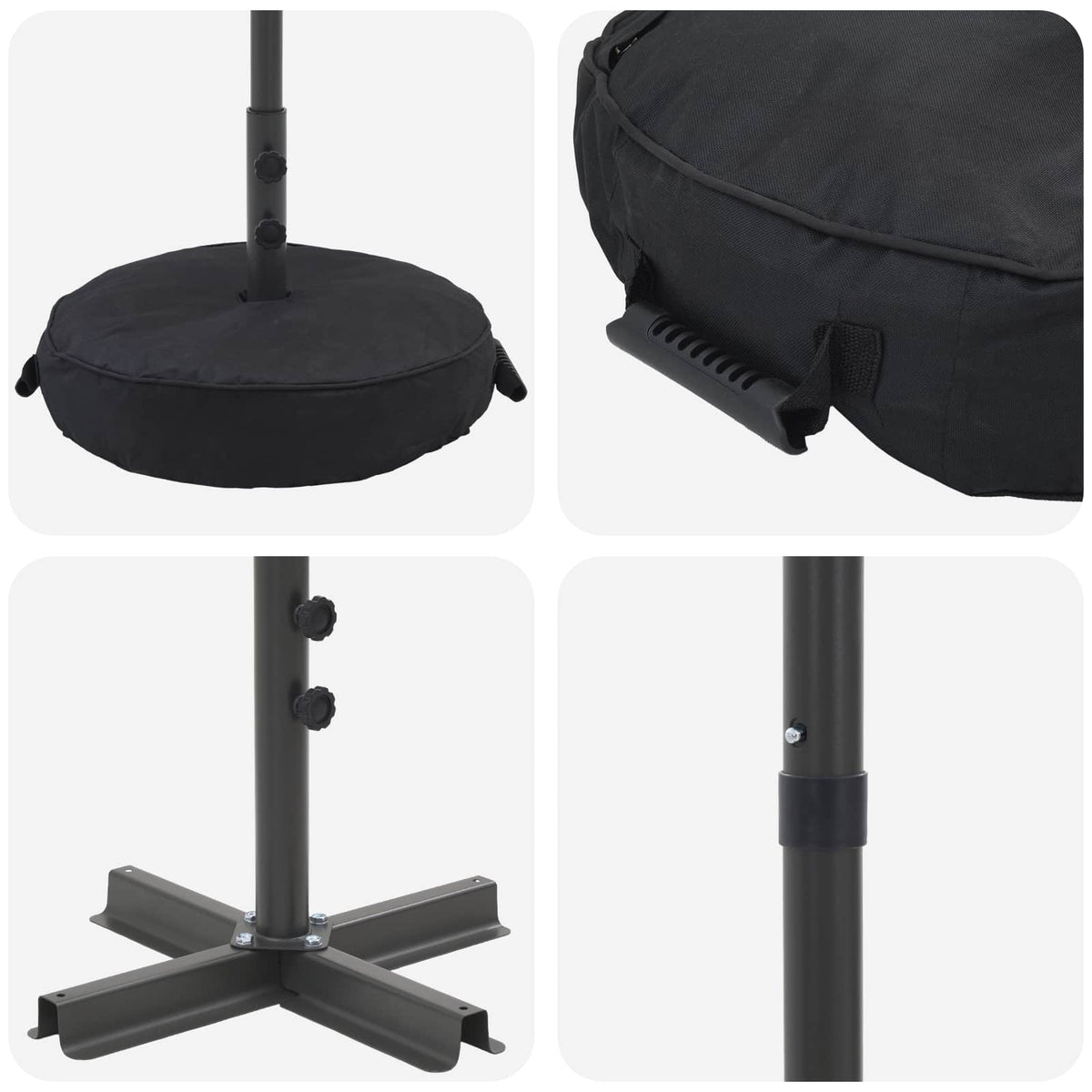 Sibbo – Rechthoekige parasol met voet van polyester en staal