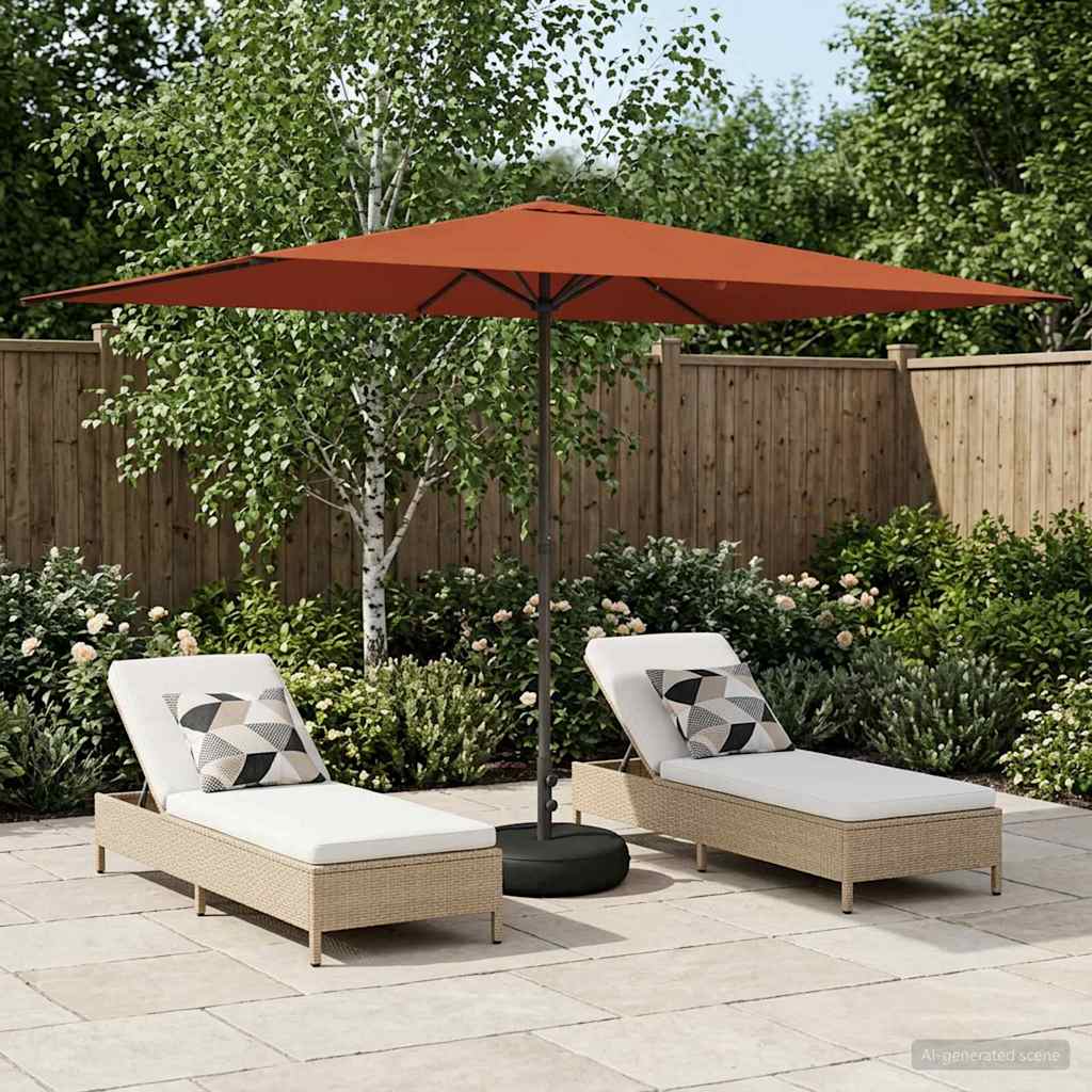 Sibbo – Rechthoekige parasol met voet van polyester en staal