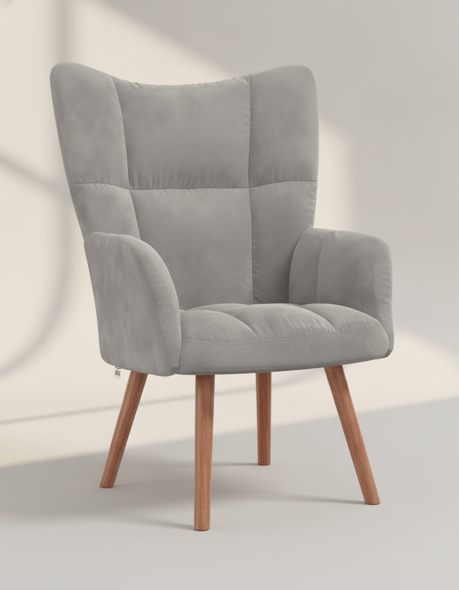 Arles relaxstoel lichtgrijs driekwart studio vk:54825933144403