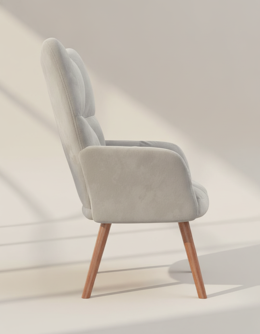 Arles relaxstoel lichtgrijs zijprofiel studio vk:54825933144403